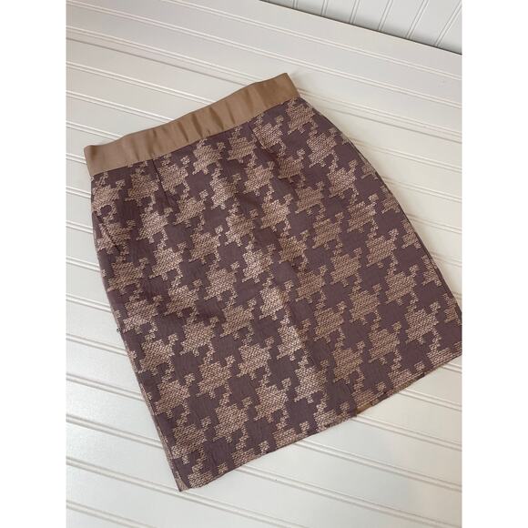 Ann Taylor LOFT Women’s Mauve & Pink Houndstooth Pencil Midi Skirt Office Size 0 - Picture 1 of 8